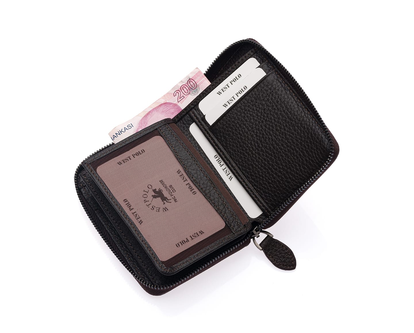 Westpolo Vega Big Card Holder Zippered Unisex Genuine Leather Wallet (1695)