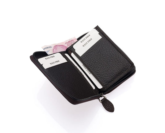 Westpolo Vega Big Card Holder Zippered Unisex Genuine Leather Wallet (1695)