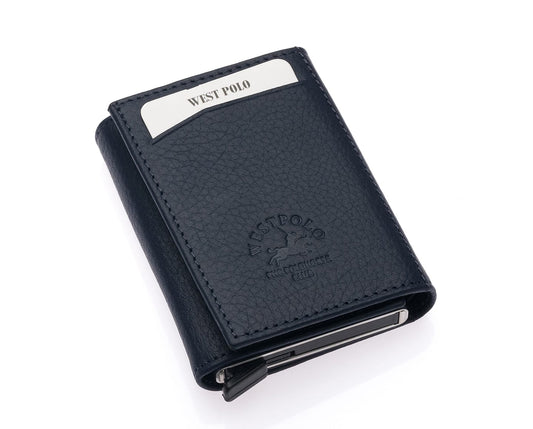 Porte-cartes Westpolo Safari grand format, portefeuille unisexe en cuir véritable à mécanisme (5550) 