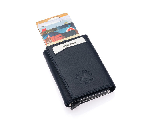 Porte-cartes Westpolo Safari grand format, portefeuille unisexe en cuir véritable à mécanisme (5550) 