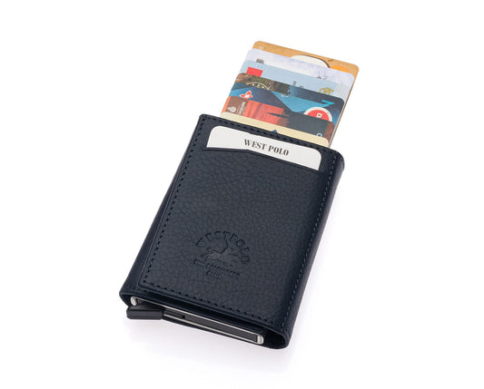 Porte-cartes Westpolo Safari grand format, portefeuille unisexe en cuir véritable à mécanisme (5550) 