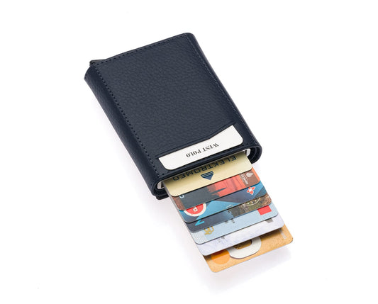 Porte-cartes Westpolo Safari grand format, portefeuille unisexe en cuir véritable à mécanisme (5550) 