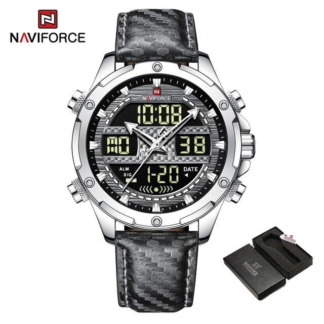 Montre homme NAVIFORCE Digitale x Analogique en cuir noir (NF9194) 