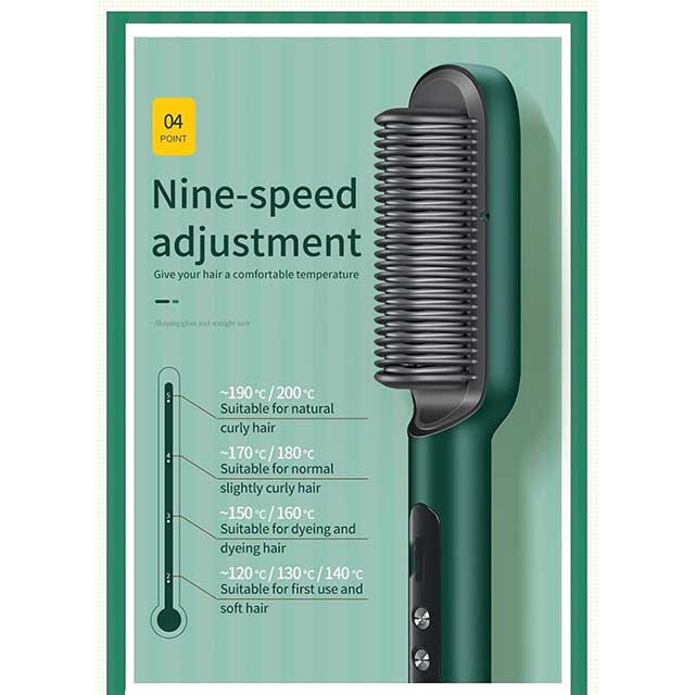 2023 Negative Ion Hair Straightener Brush – 2-in-1 Electric Styling Comb & Curler with 5 Temp Settings | Fast Heating, Anti-Scald & Portable for Women with Thick Hair