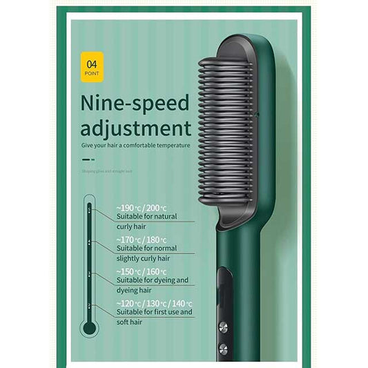 2023 Negative Ion Hair Straightener Brush – 2-in-1 Electric Styling Comb & Curler with 5 Temp Settings | Fast Heating, Anti-Scald & Portable for Women with Thick Hair