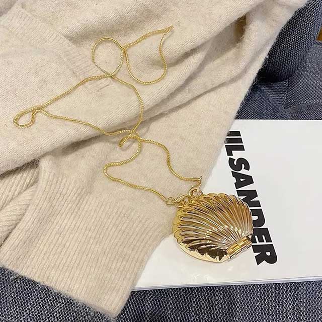 2023 Summer Pearl Mini Lipstick Bag – Fashion Gold Shell Crossbody Purse for Women