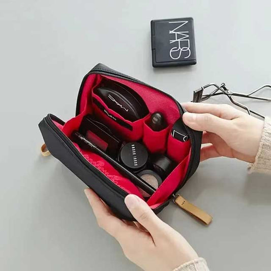 2024 Small Waterproof Makeup Bag for Women – Korean Style Solid Color Toiletry & Cosmetic Storage Clutch