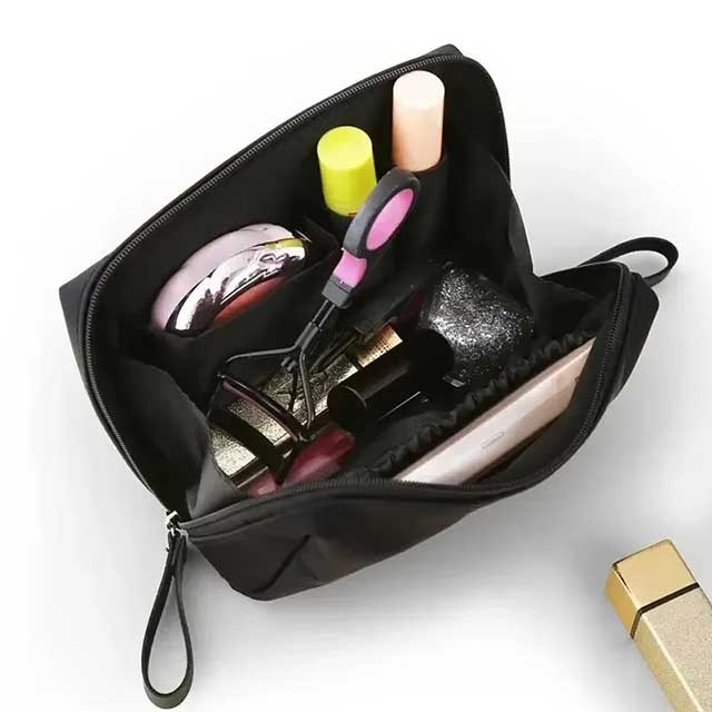 2024 Small Waterproof Makeup Bag for Women – Korean Style Solid Color Toiletry & Cosmetic Storage Clutch