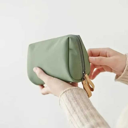 2024 Small Waterproof Makeup Bag for Women – Korean Style Solid Color Toiletry & Cosmetic Storage Clutch