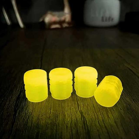 4PCS Luminous Valve Caps – Fluorescent Red Night Glow Tire Hub Covers for Car, Motorcycle & Bicycle | Universal Wheel Decoration