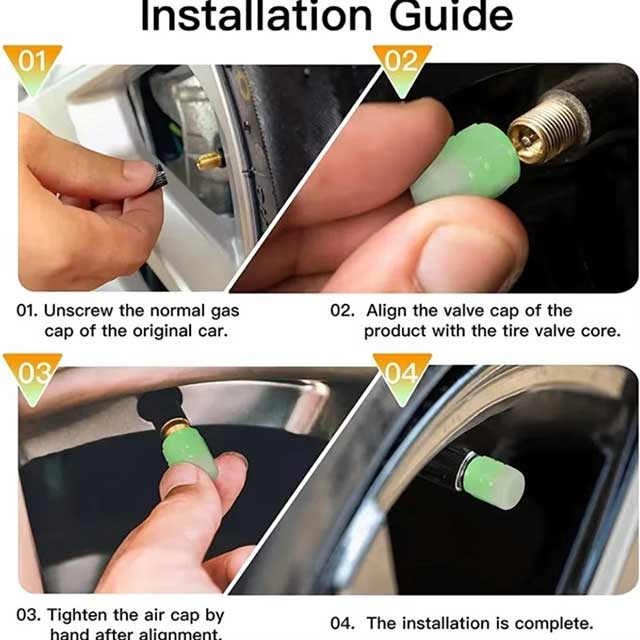 4PCS Luminous Valve Caps – Fluorescent Red Night Glow Tire Hub Covers for Car, Motorcycle & Bicycle | Universal Wheel Decoration