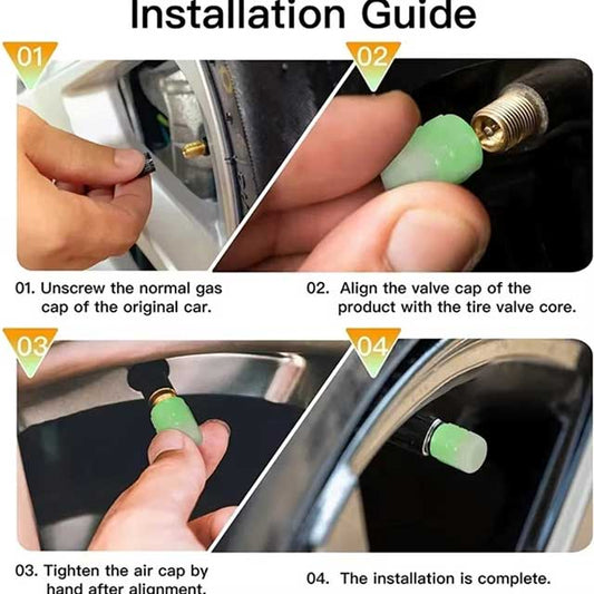 4PCS Luminous Valve Caps – Fluorescent Red Night Glow Tire Hub Covers for Car, Motorcycle & Bicycle | Universal Wheel Decoration