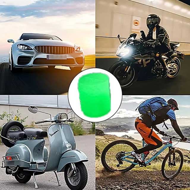 4PCS Luminous Valve Caps – Fluorescent Red Night Glow Tire Hub Covers for Car, Motorcycle & Bicycle | Universal Wheel Decoration