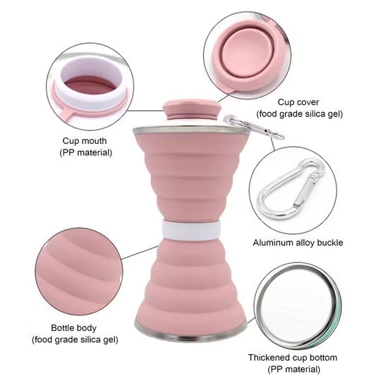 Pratique et ultra-pratique : gourde pliable en silicone de 500 ml idéale pour le sport, le camping, les voyages et le vélo.