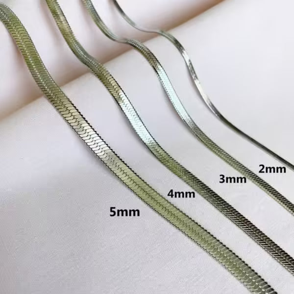 2/3/4/5mm Width Stainless Steel Women Silver Snake Pattern Necklace(EGN149)