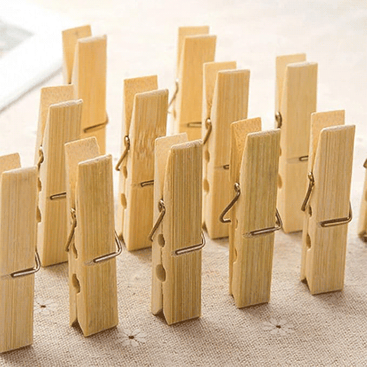 24-Pack Eco-Friendly Bamboo Clothespins