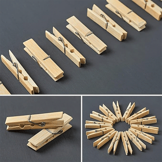 24-Pack Eco-Friendly Bamboo Clothespins