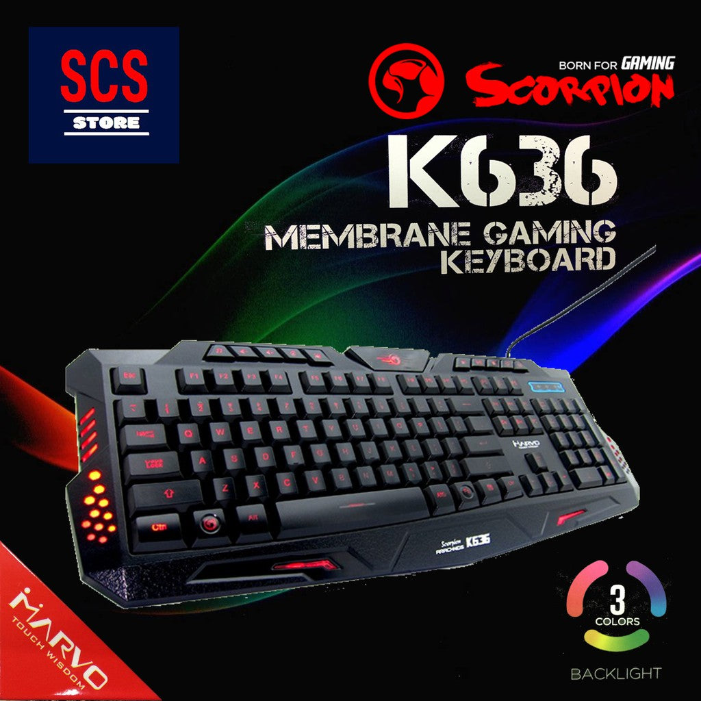 Marvo Gaming K636 Wired Keyboard with Backlight (Membrane)