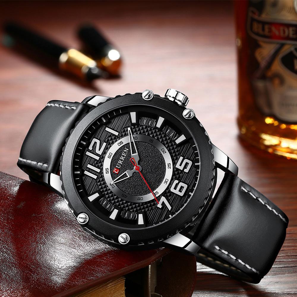 CURREN 8341 Montre Homme en Cuir Quartz Élégante