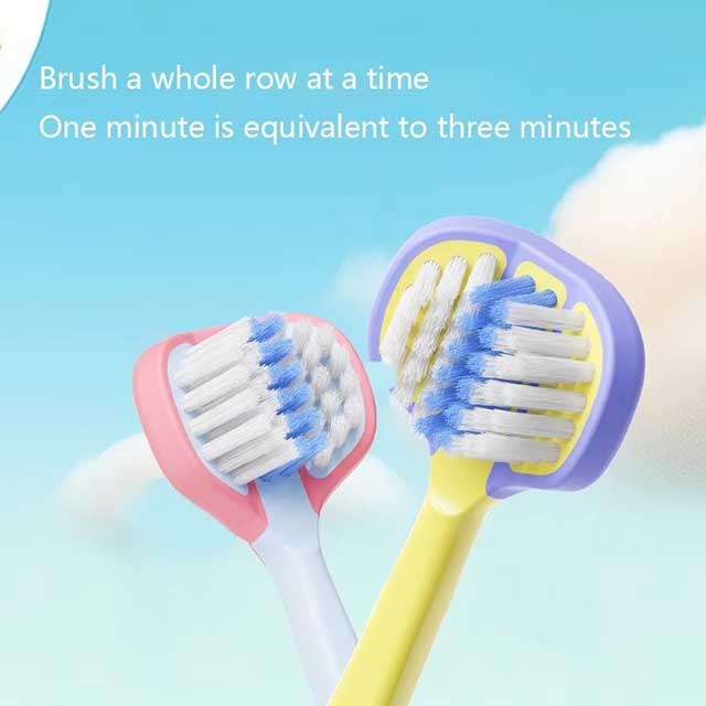 2PCS Kids’ Three-Sided Toothbrush – Soft Bristle Teeth Whitening Brushes for Ages 3–12 | Children's Dental & Oral Care Tool
