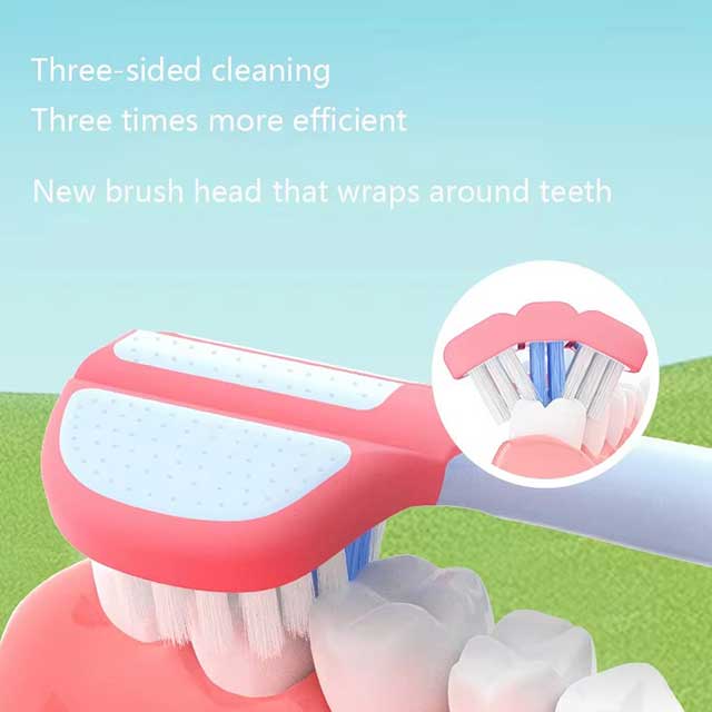 2PCS Kids’ Three-Sided Toothbrush – Soft Bristle Teeth Whitening Brushes for Ages 3–12 | Children's Dental & Oral Care Tool
