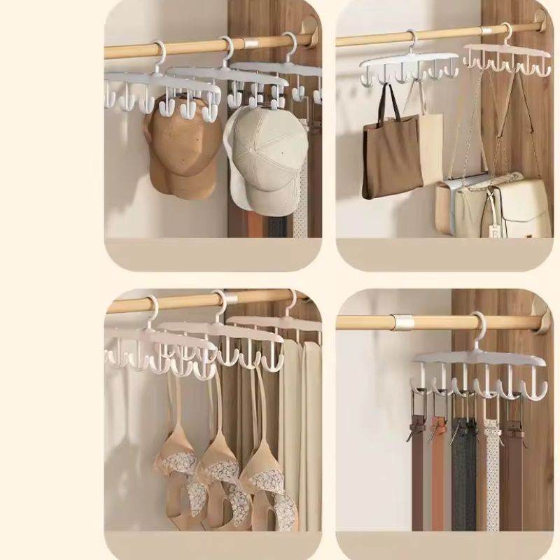 Cintre multifonctionnel pour soutien-gorge – Portant rotatif à 360° pour camisoles, ceintures, chapeaux et sacs (blanc/gris/rose)