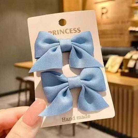 2Pcs Bow Flower Hair Clips – Elegant Korean Style Hairpins for Girls & Women | Cute Hair Accessories Set