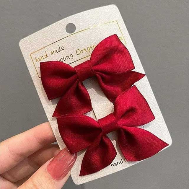 2Pcs Bow Flower Hair Clips – Elegant Korean Style Hairpins for Girls & Women | Cute Hair Accessories Set