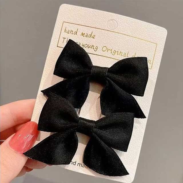 2Pcs Bow Flower Hair Clips – Elegant Korean Style Hairpins for Girls & Women | Cute Hair Accessories Set
