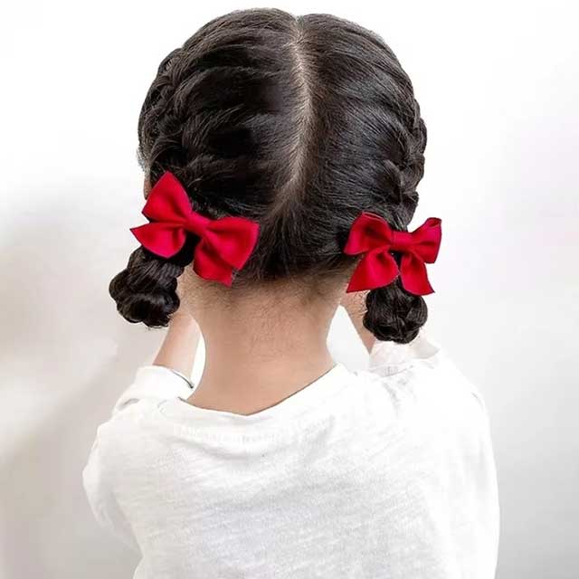 2Pcs Bow Flower Hair Clips – Elegant Korean Style Hairpins for Girls & Women | Cute Hair Accessories Set