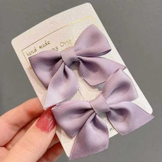 2Pcs Bow Flower Hair Clips – Elegant Korean Style Hairpins for Girls & Women | Cute Hair Accessories Set