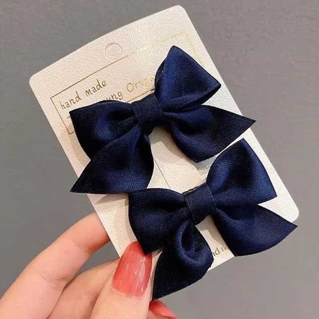 2Pcs Bow Flower Hair Clips – Elegant Korean Style Hairpins for Girls & Women | Cute Hair Accessories Set