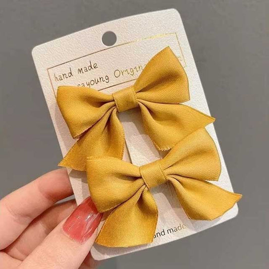 2Pcs Bow Flower Hair Clips – Elegant Korean Style Hairpins for Girls & Women | Cute Hair Accessories Set