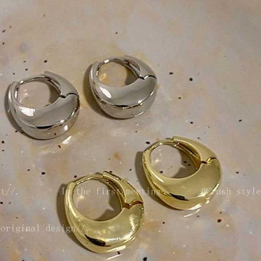 2Pcs Stainless Steel Hoop Earrings for Women – Smooth Metal Luxury Jewelry | Elegant Daily Wear for Girls