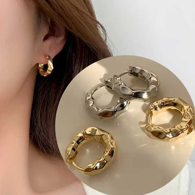 2Pcs Stainless Steel Hoop Earrings for Women – Smooth Metal Luxury Jewelry | Elegant Daily Wear for Girls