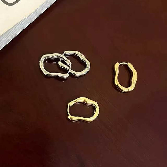 2Pcs Stainless Steel Hoop Earrings for Women – Smooth Metal Luxury Jewelry | Elegant Daily Wear for Girls