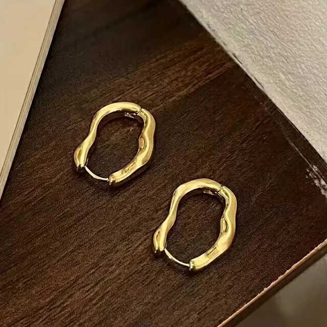 2Pcs Stainless Steel Hoop Earrings for Women – Smooth Metal Luxury Jewelry | Elegant Daily Wear for Girls