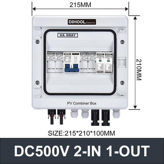 HAPV-500V PV Combiner Box 10A (2 In 1 Out) – Solar Panel Junction Box for Photovoltaic Systems
