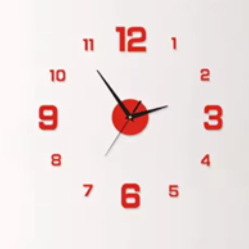 3D Creative Frameless DIY Wall Clock – Large Mute Digital Wall Sticker Clock – Modern 3D Mirror Surface Decor for Living Room, Office, and Hotel (Black/Gold/Red/Silver)