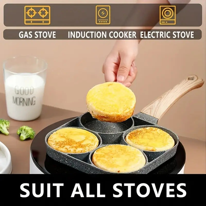 4-Hole Non-Stick Frying Pan – Maifan Stone Egg & Pancake Cooker for Even Heating & Easy Cooking