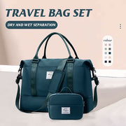 2pc Foldable Travel Duffel Bag Set – Carry-On Weekender Tote with Cosmetic Bag, Lightweight Gym & Yoga Bag for Women & Men