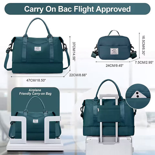 Ensemble de 2 sacs de voyage pliables – Sac de voyage week-end avec trousse de toilette, sac de sport et de yoga léger pour femmes et hommes 