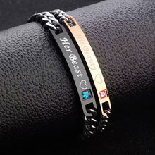 Ensemble de 2 bracelets pour couple en acier inoxydable La Belle et la Bête (EGBT347)