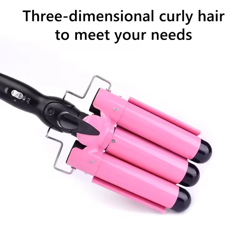 Professional Ceramic Triple Barrel Hair Curling Iron - Hair Wave Waver Styling Tools Hair Styler Wand