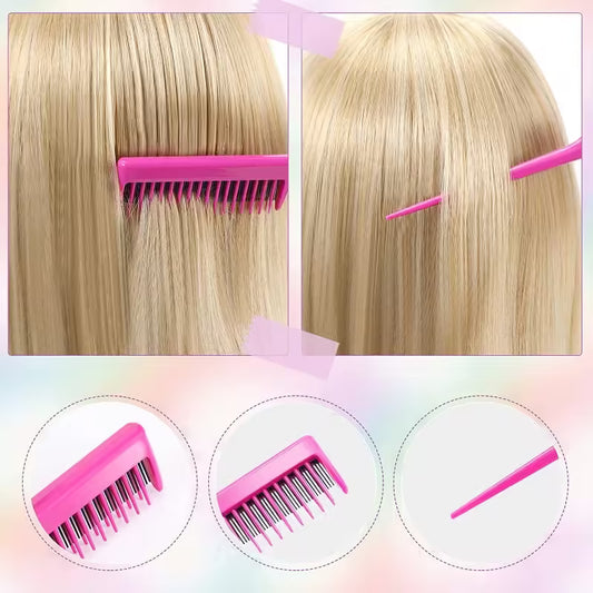 Versatile 10pcs Hair Styling Comb Set - Teasing Brushes, Rat Tail Combs, Edge Brushes, Braid Tools