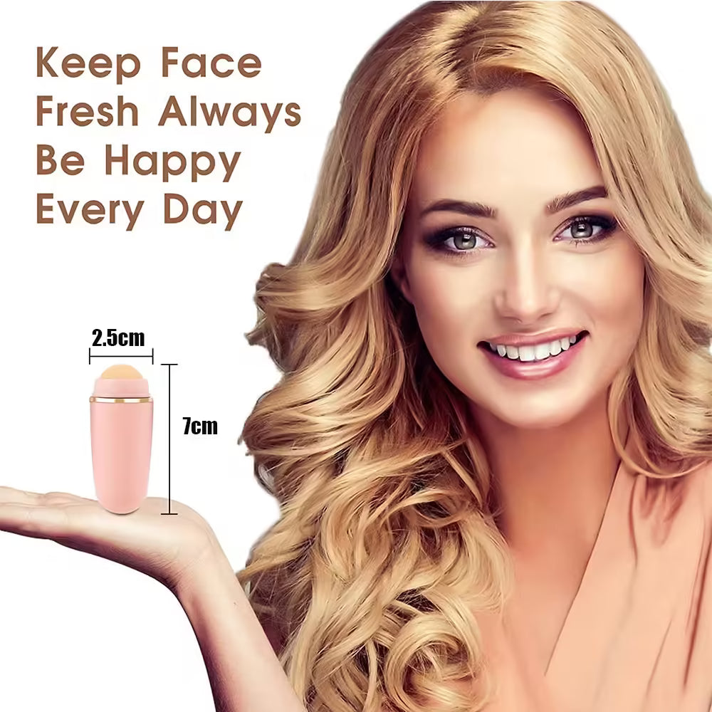 Natural Volcanic Stone Face Oil Absorbing Roller - Makeup Face Skin Care Tool for Facial Pores Cleaning