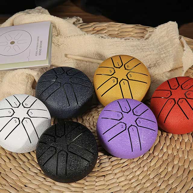 3-Inch Mini Steel Tongue Drum – 6-Note Percussion Instrument for Meditation, Yoga & Beginners | Handpan Karate Drum