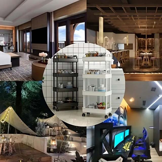 3-Layer Trolley Rack with Wheels - Multi-Purpose Storage Cart for Kitchen, Living Room, Bedroom & Bedside Organization