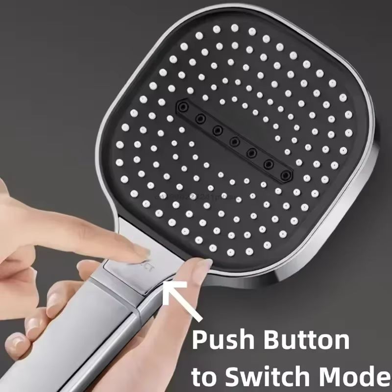 Pommeau de douche haute pression 3 modes – Pulvérisateur de massage réglable et économique en eau – Douchette universelle murale pour salle de bain (noir/argent)