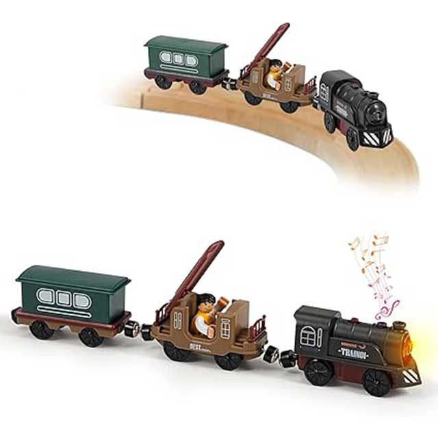 3 Pcs Magnetic Retro Battery Operated Train Toy Set